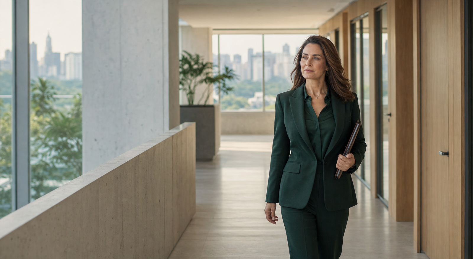 Advogada em ambiente corporativo contemporâneo